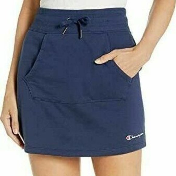 Champion Dresses & Skirts - Champion Womens Campus French Terry Skirt Navy Blue Drawstring Pockets Large NWT